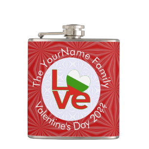 Persoonlijke Bulgaarse Rode LOVE Vlag  Heupfles