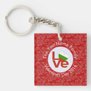 Persoonlijke Bulgaarse Rode LOVE Vlag Sleutelhanger