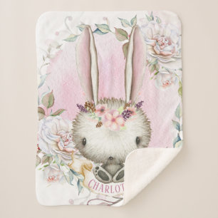 Persoonlijke Bunny Konijn Baby Meisje Sherpa Deken