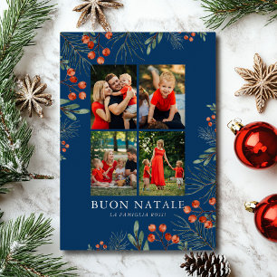 Persoonlijke Buon Natale 4 Foto Folie Kerstkaart Feestdagenkaart
