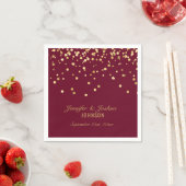 Persoonlijke BURGUNDY Red Gold Confetti Wedding Servet (Insitu)