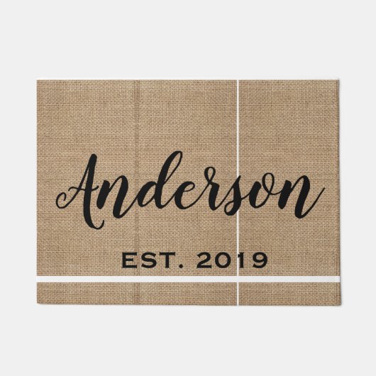 Persoonlijke Burlap Achternaam Deurmat (Voorkant)