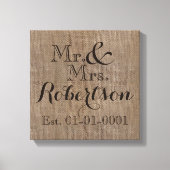 Persoonlijke burlap-look Rustic Wedding Keepomwill Canvas Afdruk (Voorkant)