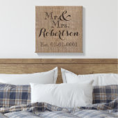 Persoonlijke burlap-look Rustic Wedding Keepomwill Canvas Afdruk (Insitu (Slaapkamer))