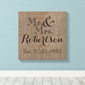 Persoonlijke burlap-look Rustic Wedding Keepomwill Canvas Afdruk (Insitu (Houten vloer))