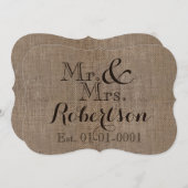 Persoonlijke burlap-look Rustic Wedding Keepomwill Kaart (Voorkant / Achterkant)