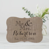 Persoonlijke burlap-look Rustic Wedding Keepomwill Kaart (Staand voorkant)