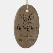 Persoonlijke burlap-look Rustic Wedding Keepomwill Keramisch Ornament (Rechts)