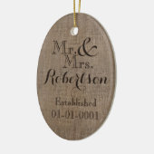 Persoonlijke burlap-look Rustic Wedding Keepomwill Keramisch Ornament (Links)