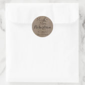 Persoonlijke burlap-look Rustic Wedding Keepomwill Ronde Sticker (Tas)