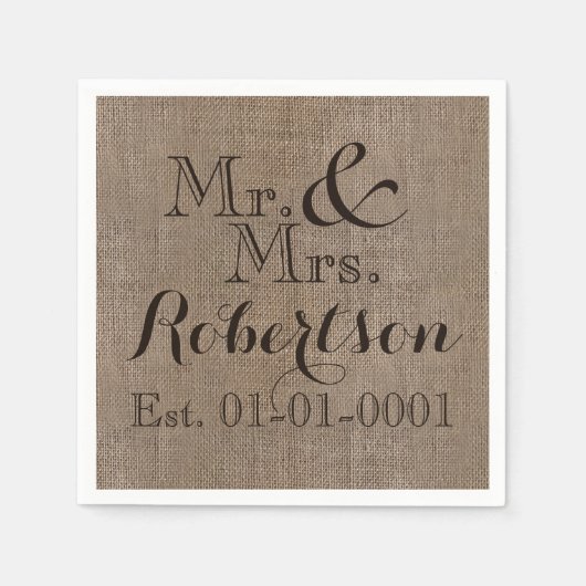 Persoonlijke burlap-look Rustic Wedding Keepomwill Servetten (Voorkant)