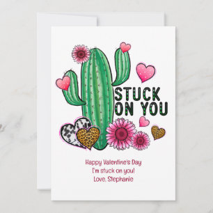 Persoonlijke Cactus Roze Hart Valentijnskaart Feestdagenkaart