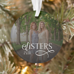 Persoonlijke cadeaus met foto en monogram voor zus ornament
