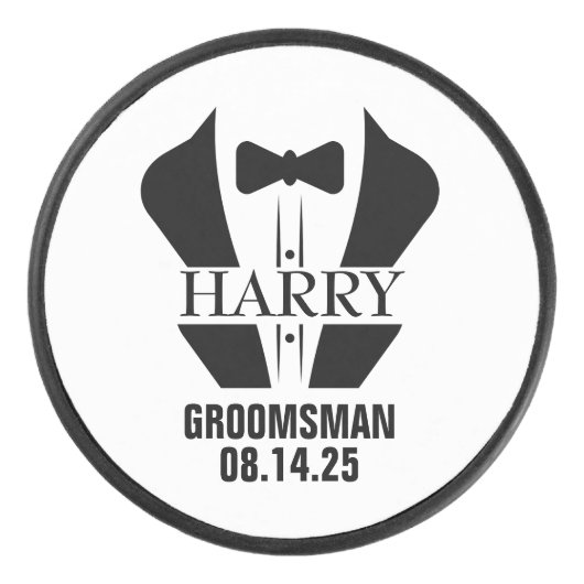Persoonlijke cadeaus voor bruidsjonkers hockey puck (Voorkant)