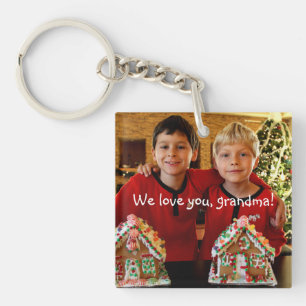 Persoonlijke cadeaus voor oma vierkante sleutelhan sleutelhanger