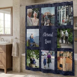 Persoonlijke cadeaus voor oudere ouderparen Blauw Douchegordijn