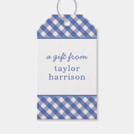 Persoonlijke cadeautag met gingham motief cadeaulabel