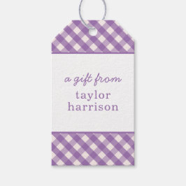 Persoonlijke cadeautag met gingham motief cadeaulabel