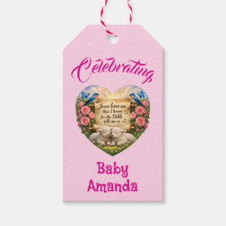 Persoonlijke cadeautag voor babymeisjesfeestje cadeaulabel