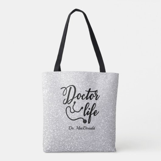 Persoonlijke Canvas tas voor Life Gray Glitter (Achterkant)