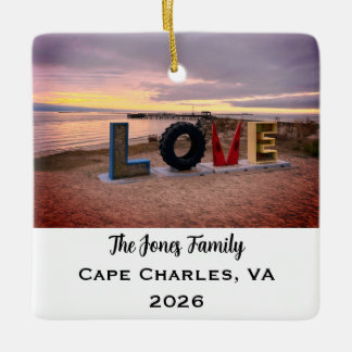 Persoonlijke Cape Charles, Virginia Foto Kerstmis Keramisch Ornament