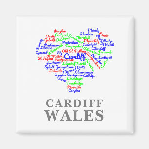 Persoonlijke Cardiff Wales Word Cloud Typografie Magneet