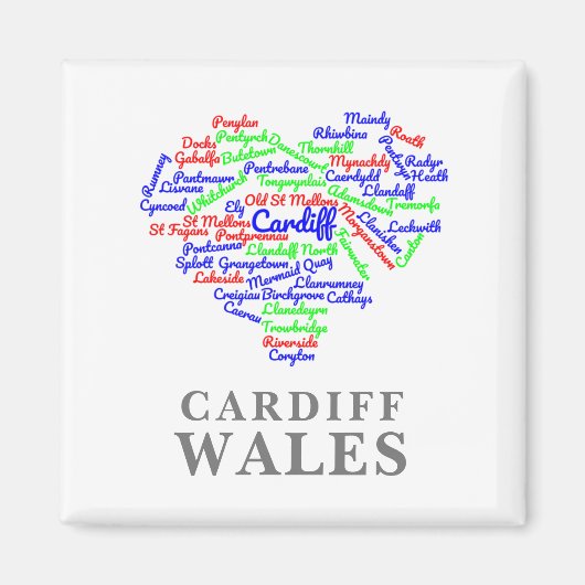 Persoonlijke Cardiff Wales Word Cloud Typografie Magneet (Voorkant)