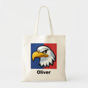 Persoonlijke Cartoon Adelaar met Patriottische Uit Tote Bag