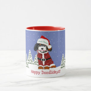 Persoonlijke Cartoon Bernedoodle Santa Dog Mok