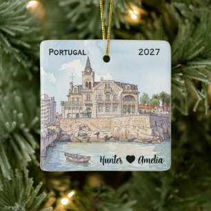 Persoonlijke Cascais Portugal Foto Bruiloft Keramisch Ornament