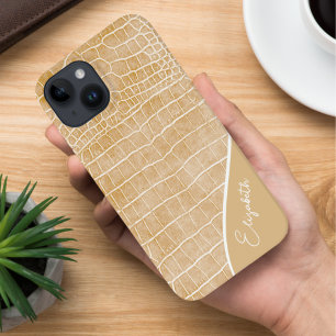 Persoonlijke champagne Beige Crocodile Case-Mate iPhone 14 Hoesje