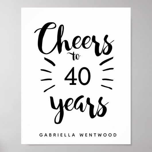 Persoonlijke Cheers tot 40 jaar Poster (Voorkant)