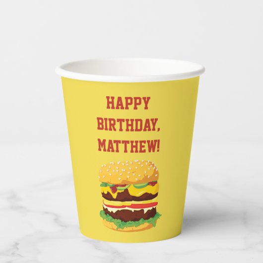 Persoonlijke Cheeseburger Party Papieren Bekers (Voorkant)