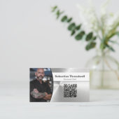 Persoonlijke Chef Borstelstaal Aangepaste foto QR- Visitekaartje (Staand voorkant)