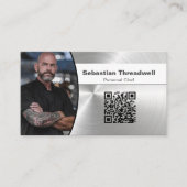 Persoonlijke Chef Borstelstaal Aangepaste foto QR- Visitekaartje (Voorkant)