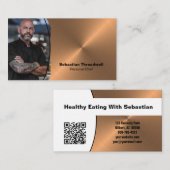 Persoonlijke Chef Faux Copper Custom Photo QR Code Visitekaartje (Voorkant / Achterkant)