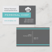 Persoonlijke chef-minimalistisch grijs, wit, aqua visitekaartje (Voorkant / Achterkant)