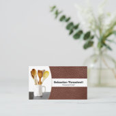 Persoonlijke Chef Spoons Bruin leder Aangepaste fo Visitekaartje