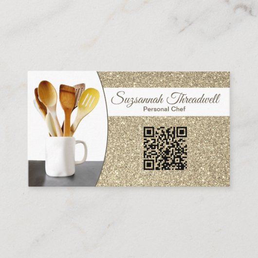 Persoonlijke Chef Subtle Gold Glitter Custom Photo Visitekaartje (Voorkant)