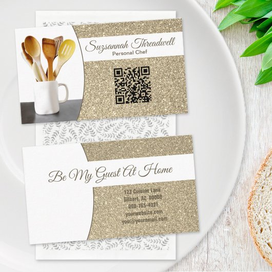 Persoonlijke Chef Subtle Gold Glitter Custom Photo Visitekaartje