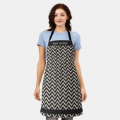 Persoonlijke Chevron Black & White Apron Schort (Gedragen)
