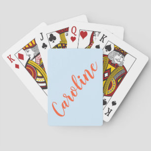Persoonlijke Chic Calligrafie Naam Blauw Oranje Pokerkaarten