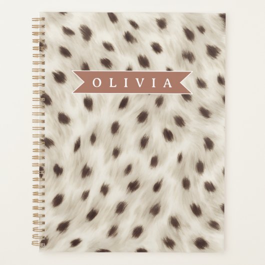 Persoonlijke Chic Neutrale Luipaard Dierprint Planner (Voorkant)