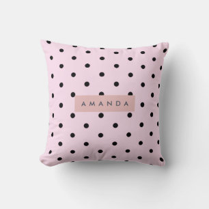 Persoonlijke Chic Roze en Zwarte Stippen Kussen