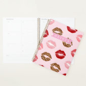 Persoonlijke Chic Roze Luipaardprint Lippatroon Planner (Display)