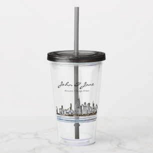 Persoonlijke Chicago Skyline Acryl Drinkbeker