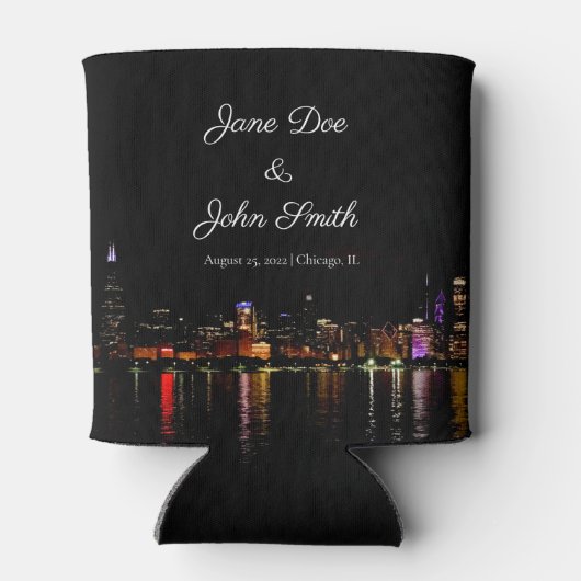 Persoonlijke Chicago Skyline Blikjeskoeler (Achterkant)