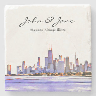 Persoonlijke Chicago Skyline Stenen Onderzetter