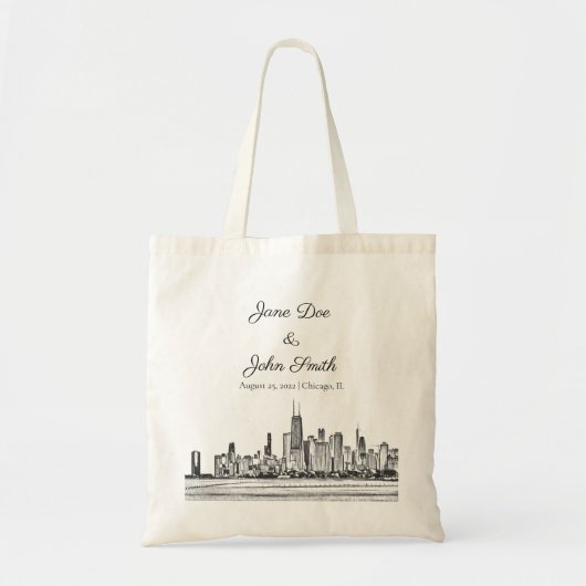 Persoonlijke Chicago Skyline Tote Bag (Voorkant)