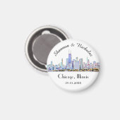 Persoonlijke Chicago Skyline Wedding Magneet (Voorkant / Achterkant)